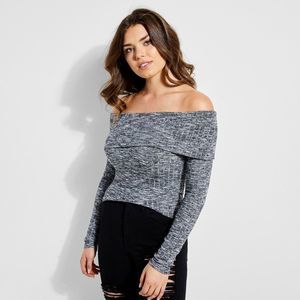 GUESS❔Long Sleeve Marina Grey Off The Shoulder Top